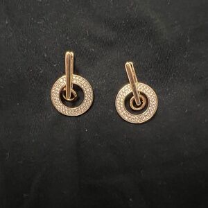 Golden drop earrings with rhinestone